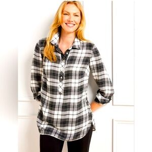 Talbots BUTTON DETAIL TUNIC - GIFTING PLAID